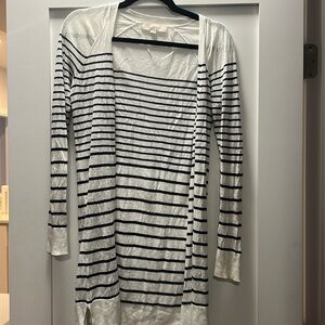 Loft White and Black Striped Lightweight Cardigan